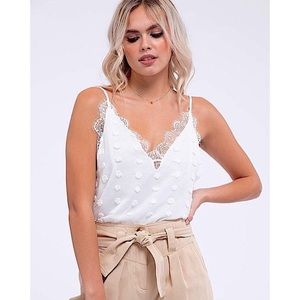 Vici Boutique White Puff Detail Camisole